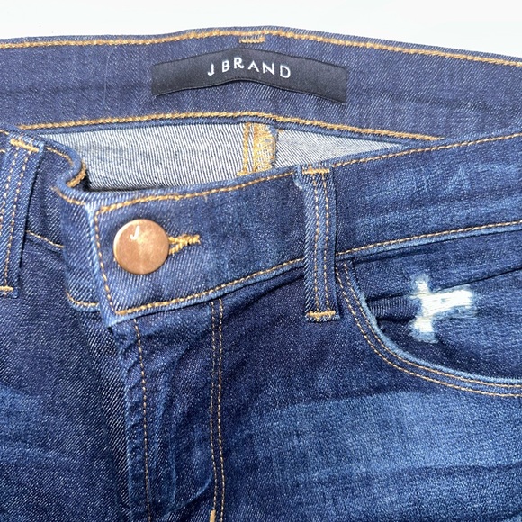 J Brand Stretchy Distressed Blue Cropped Skinny Jean - Picture 5 of 7